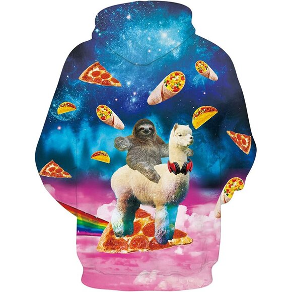 Sloth on Llama Hoodie; Whimsical Fun Design; NWOT - Picture 2 of 3